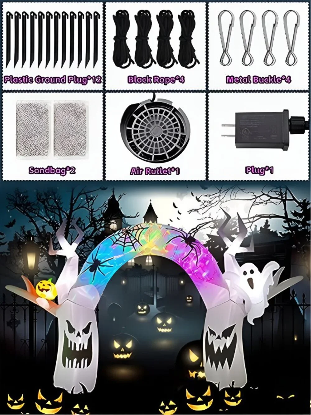 10FT Halloween Inflatable Decoration Colorful Pumpkin Ghost